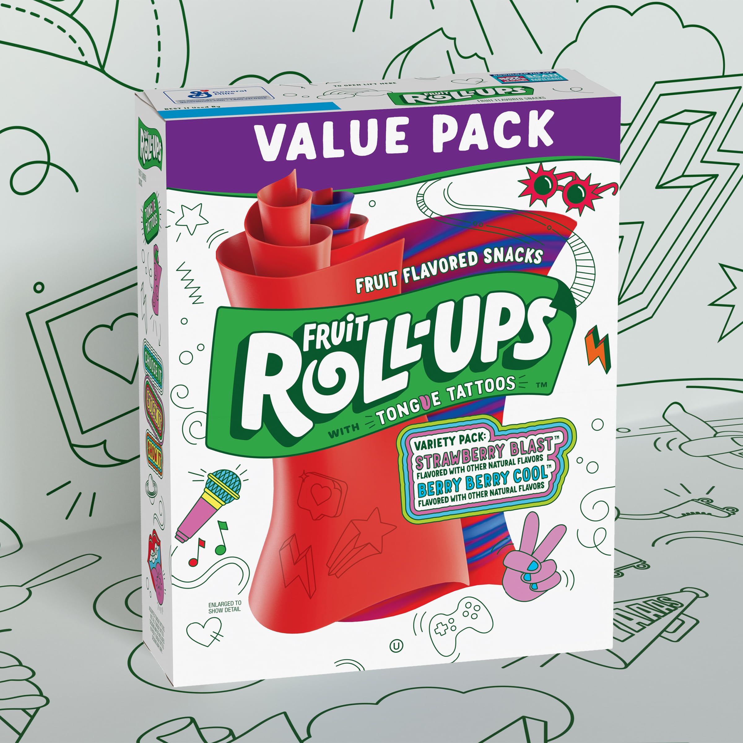 Betty Crocker Blue Raspberry roll close-up, vividly colored and naturally flavored.
