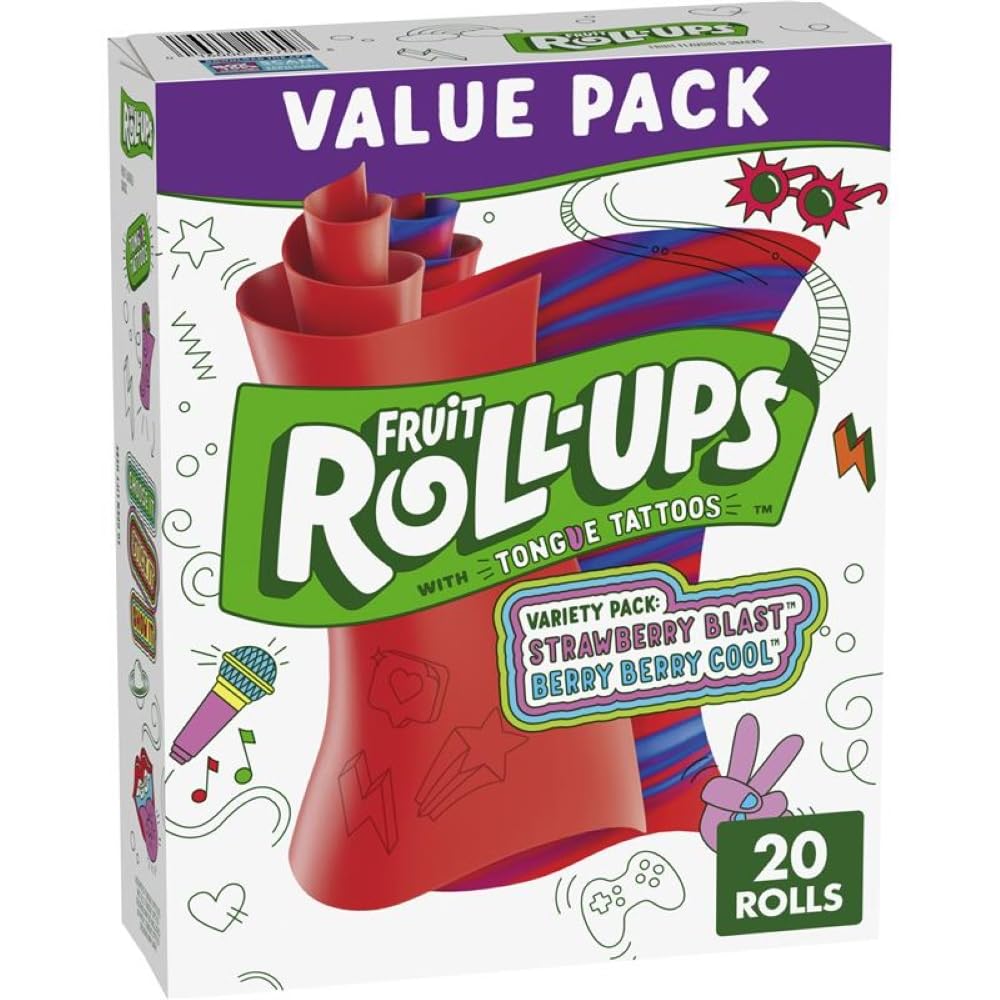 Betty Crocker Fruit Roll-Ups variety pack box, gluten-free and kid-friendly.