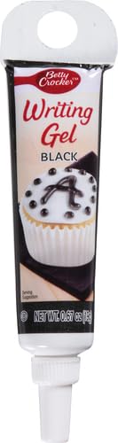 Betty Crocker black gel icing used for dots and lettering on cupcakes.