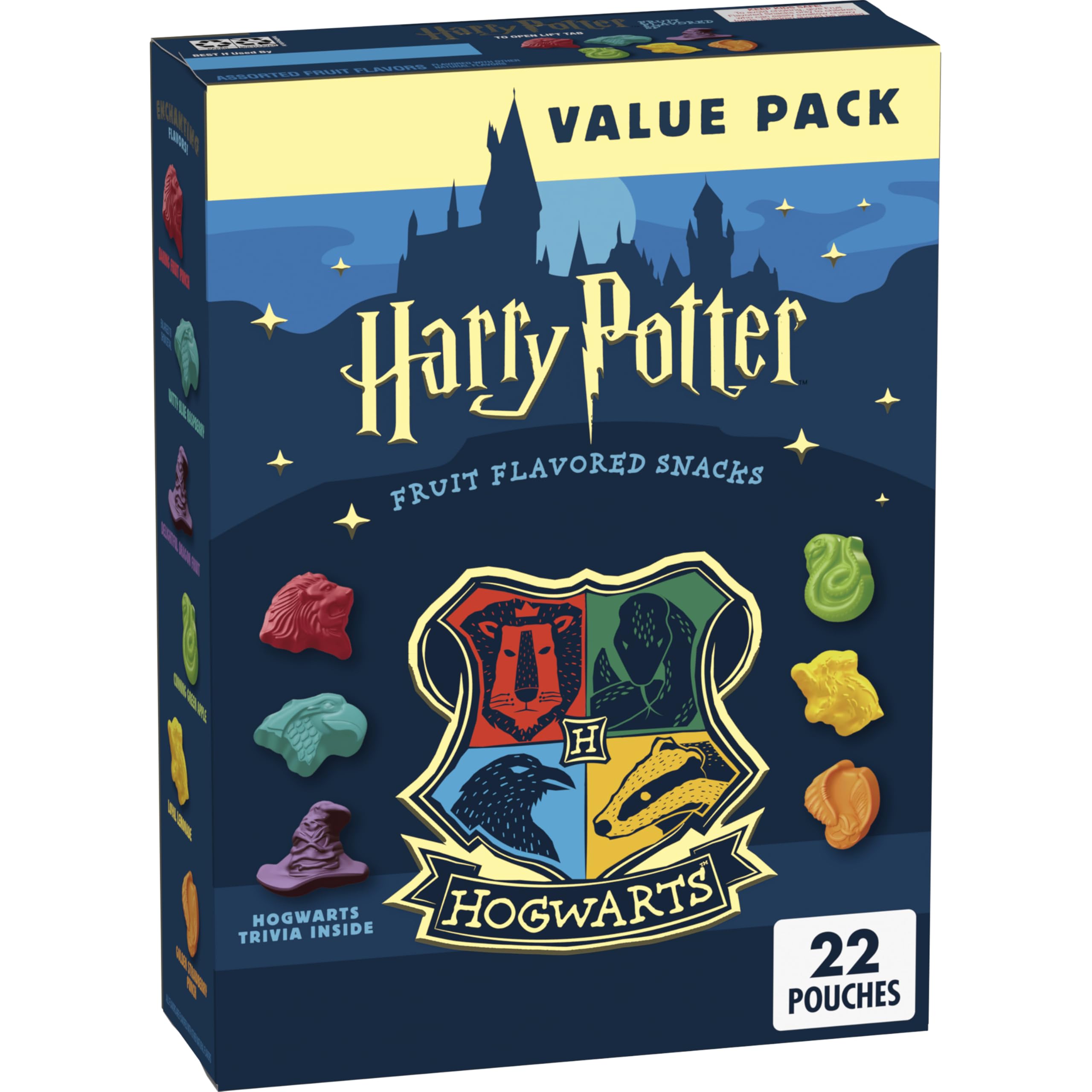 Betty Crocker Harry Potter Fruit Snacks box front, ideal for lunch boxes.