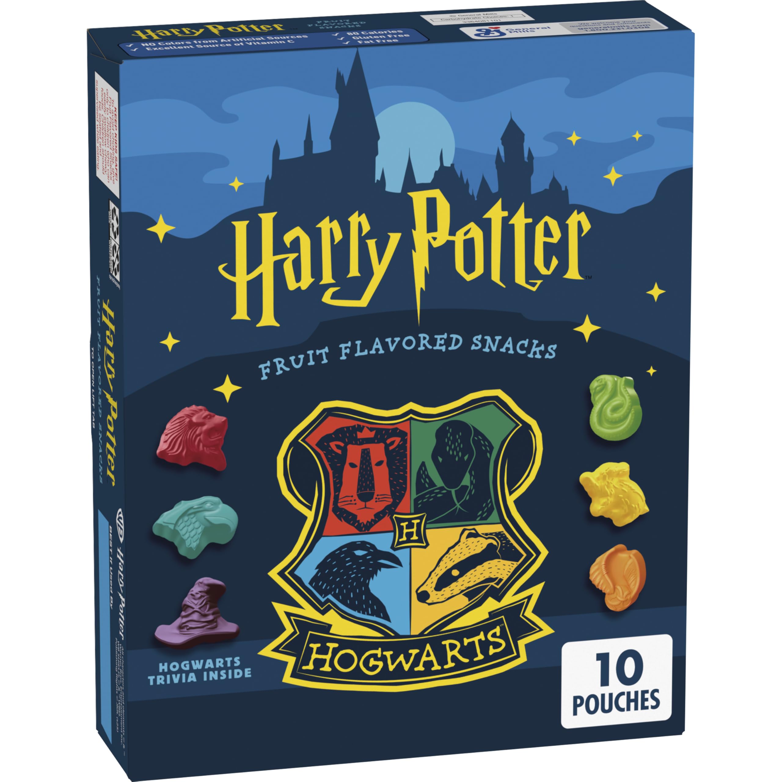 Betty Crocker Harry Potter Fruit Snacks with house symbols, ideal for on the go and family munching.