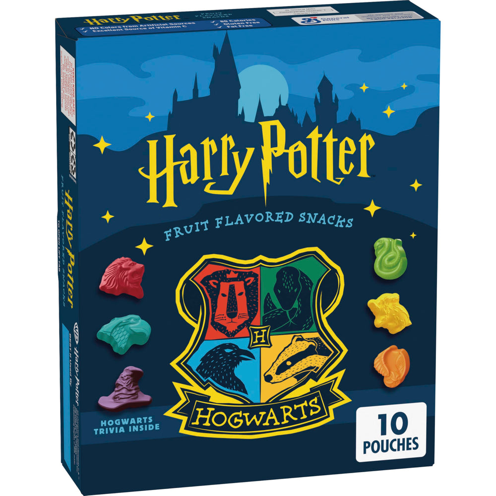 Betty Crocker Harry Potter Fruit Snacks with house symbols, ideal for on the go and family munching.