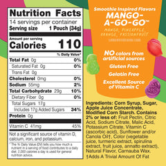 Box of 14 pouches highlights convenient single-serve snack option for lunchboxes