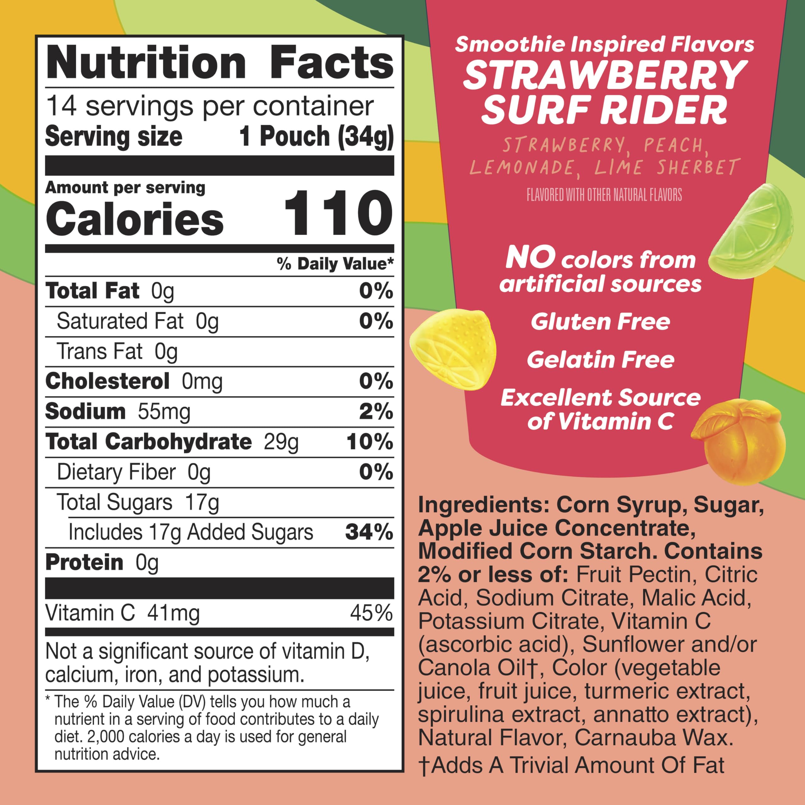Betty Crocker Jamba Strawberry Surf Rider box back with flavor details and nutrition info.
