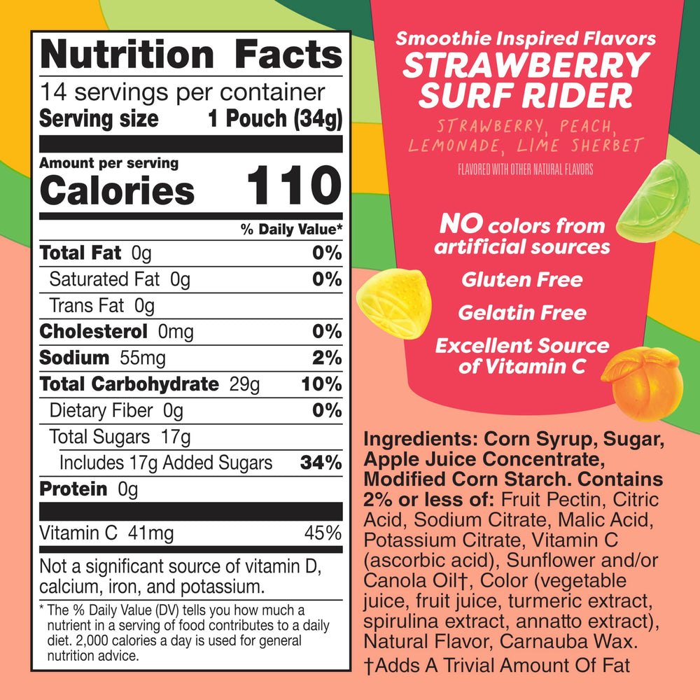 Betty Crocker Jamba Strawberry Surf Rider box back with flavor details and nutrition info.