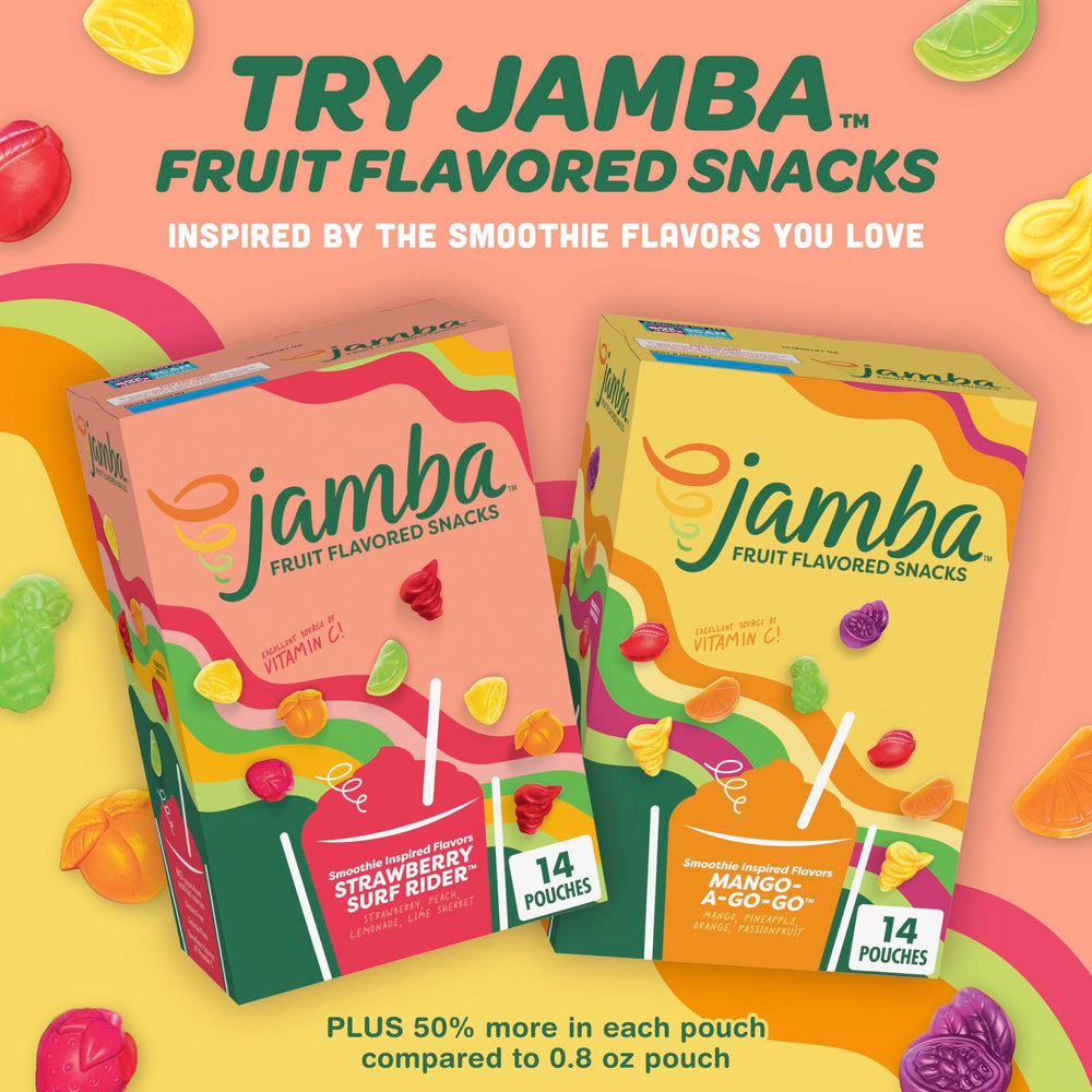Betty Crocker Jamba Strawberry Surf Rider snack time in a kid-friendly setting.