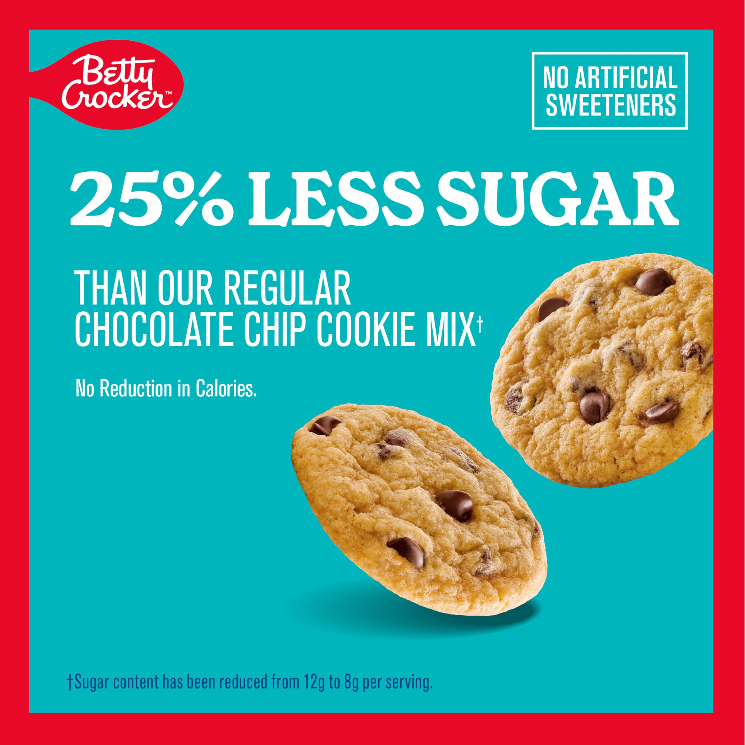 Betty Crocker Lower Sugar chocolate chip dough ready to scoop.