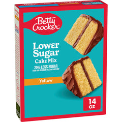 Betty Crocker Lower Sugar Yellow Cake Mix box shown for quick desserts