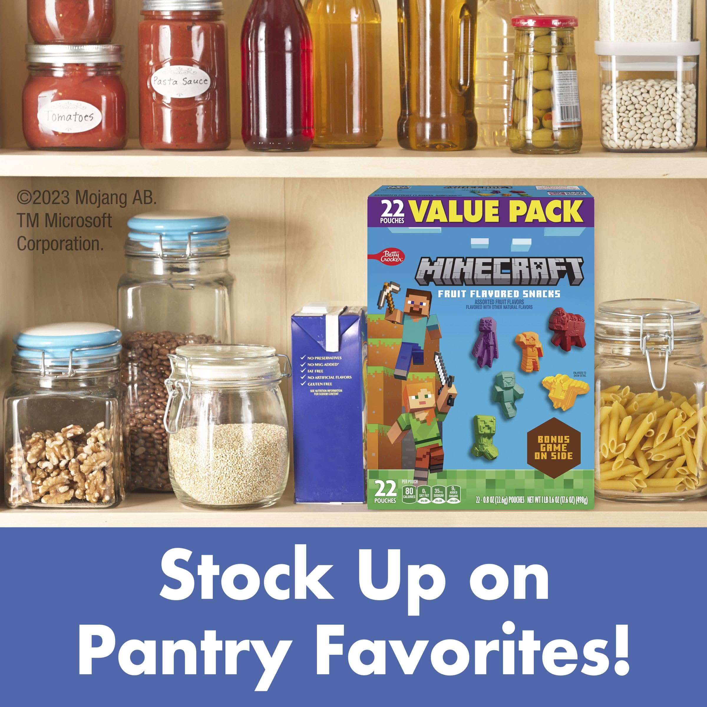 Betty Crocker Minecraft Fruit Flavored Snacks nutrition panel on packaging