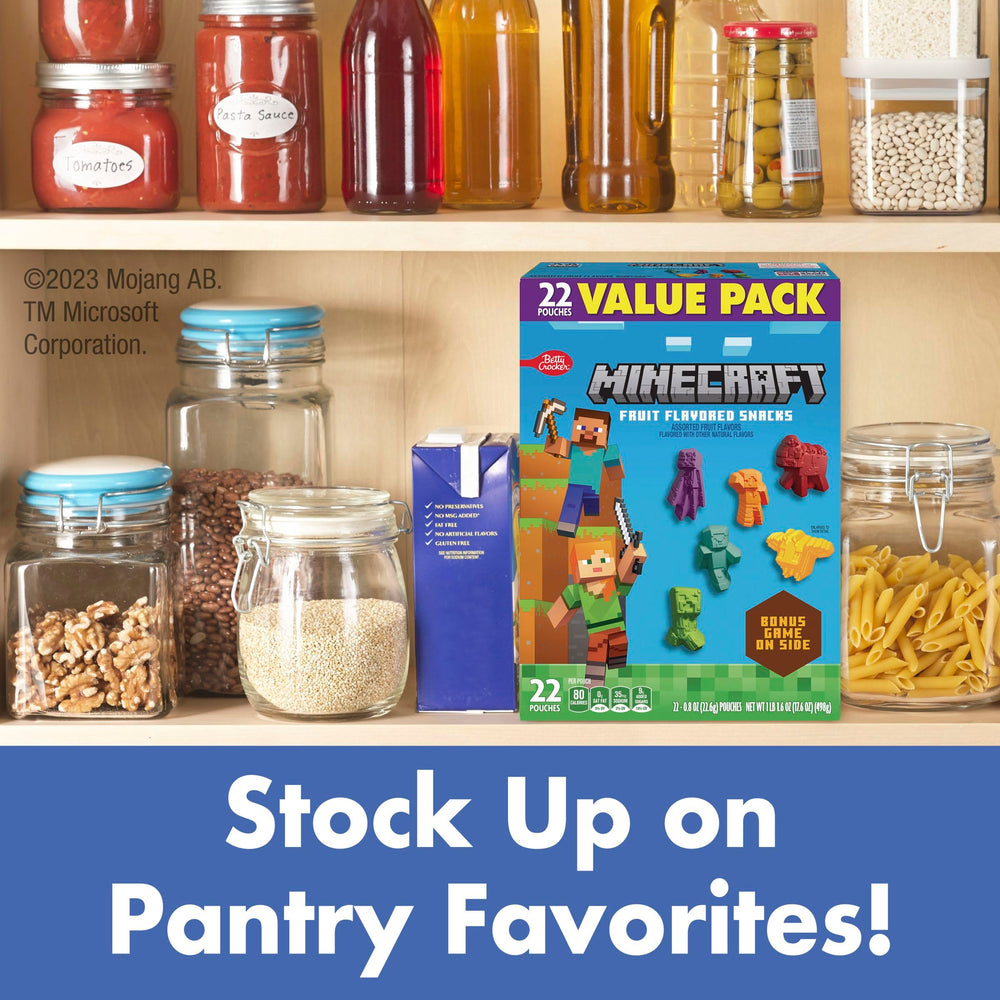 Betty Crocker Minecraft Fruit Flavored Snacks nutrition panel on packaging