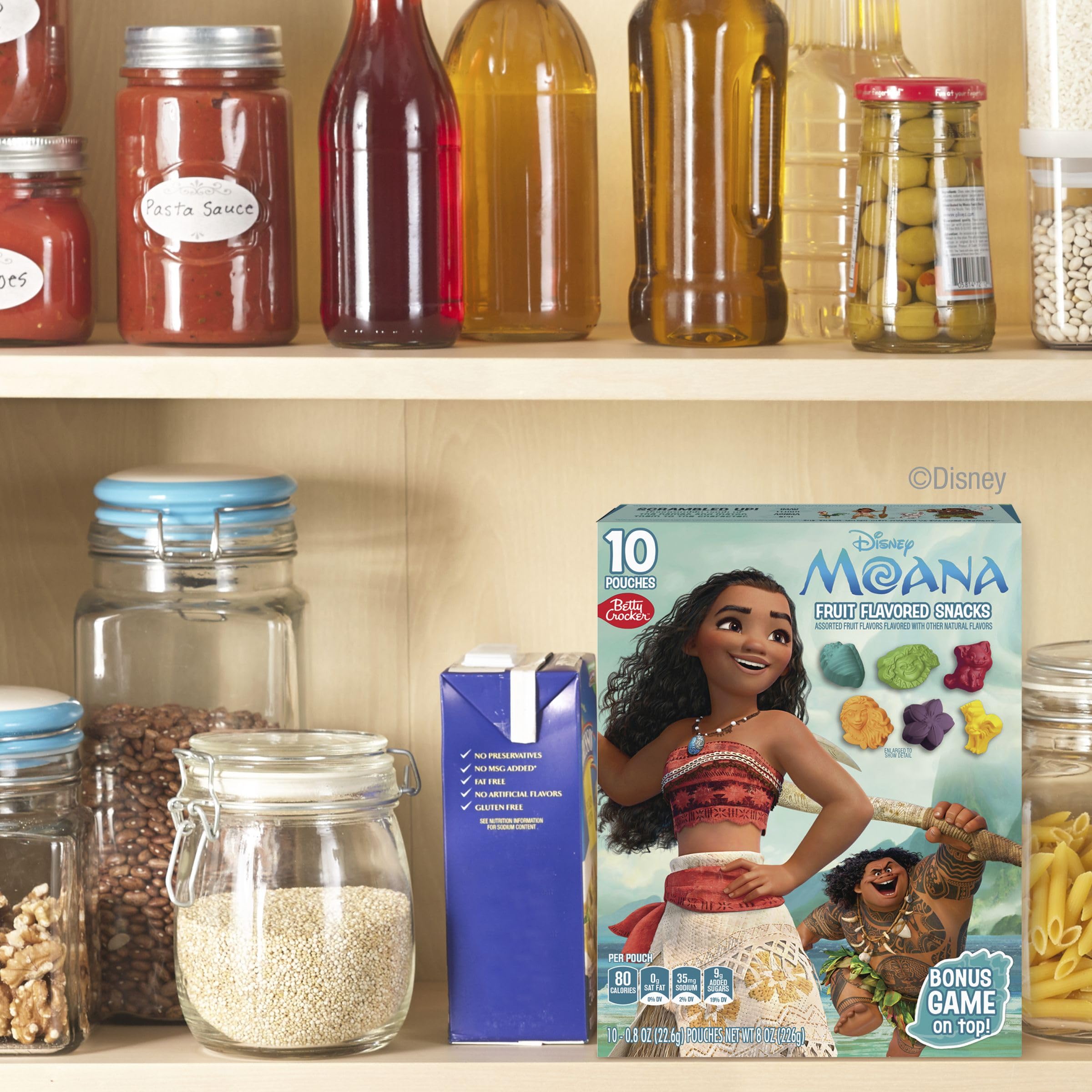 Betty Crocker Moana gummies offer 80 calories per serving.
