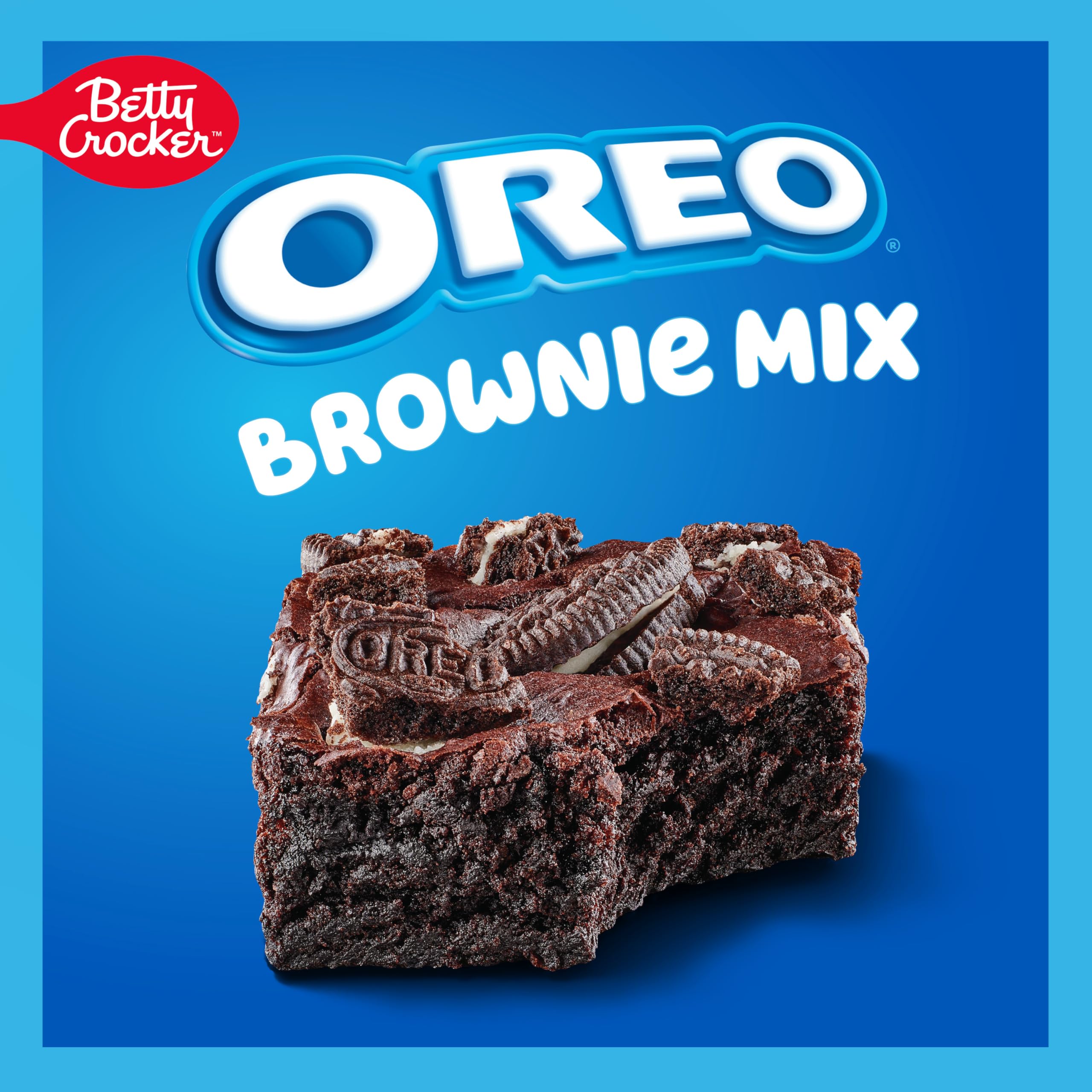 Close-up of Betty Crocker OREO Brownie Mix dry components