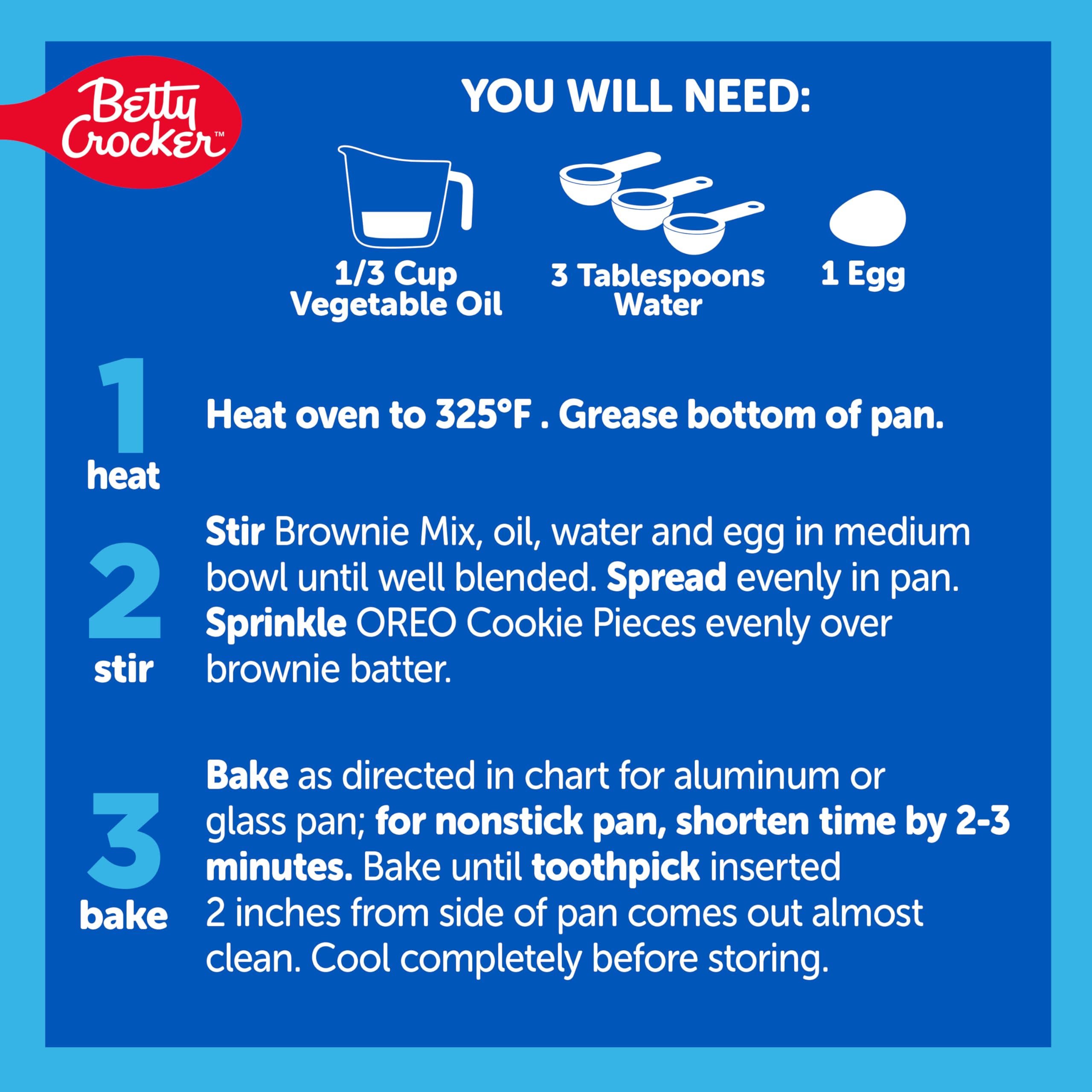 Oven-baking Betty Crocker OREO brownies ready to share