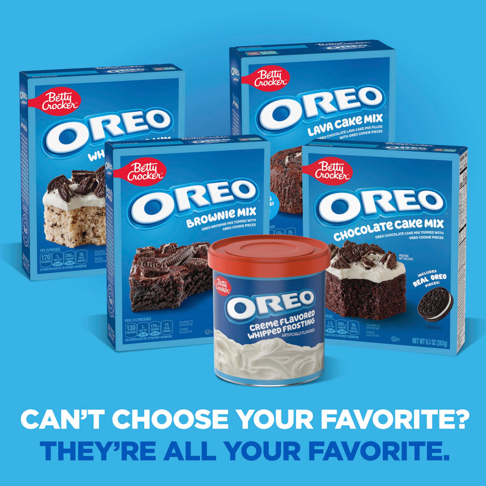 Betty Crocker Oreo cake display at a party, ready for dessert