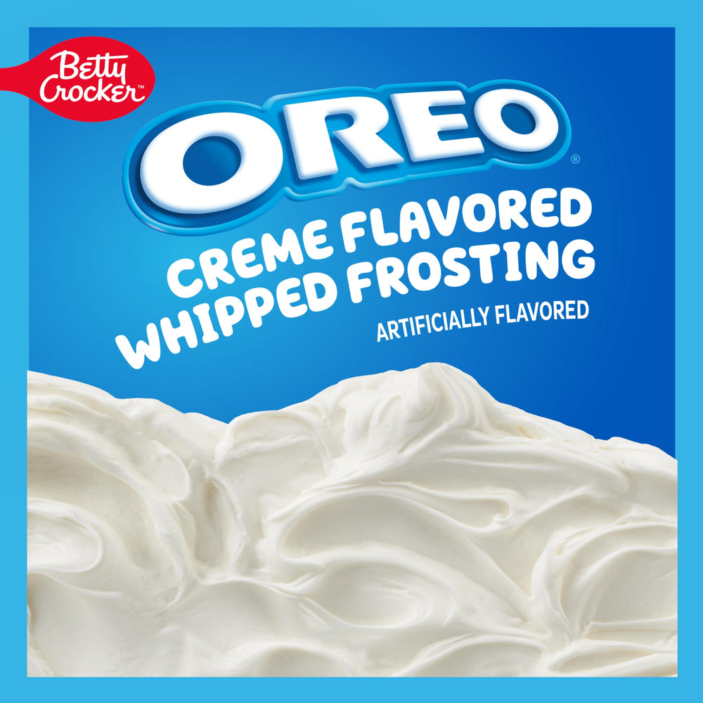 Betty Crocker OREO Crème Whipped Frosting topping a brownie for a gluten-free treat.