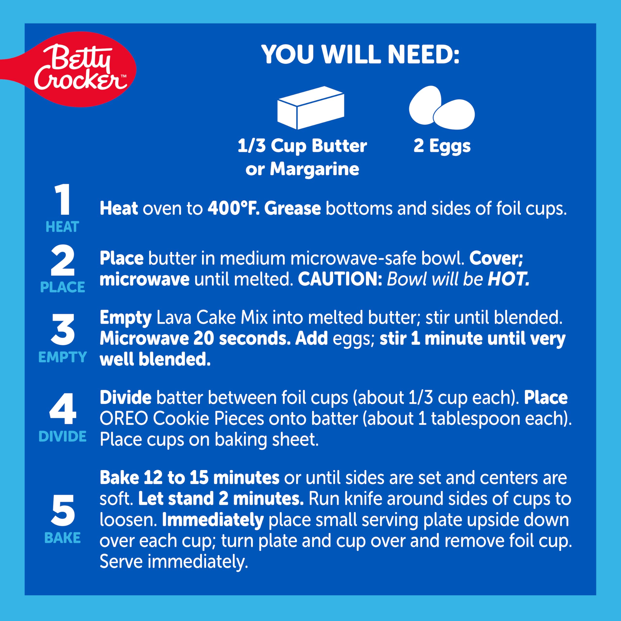 Four individual lava cakes from Betty Crocker OREO mix for sharing
