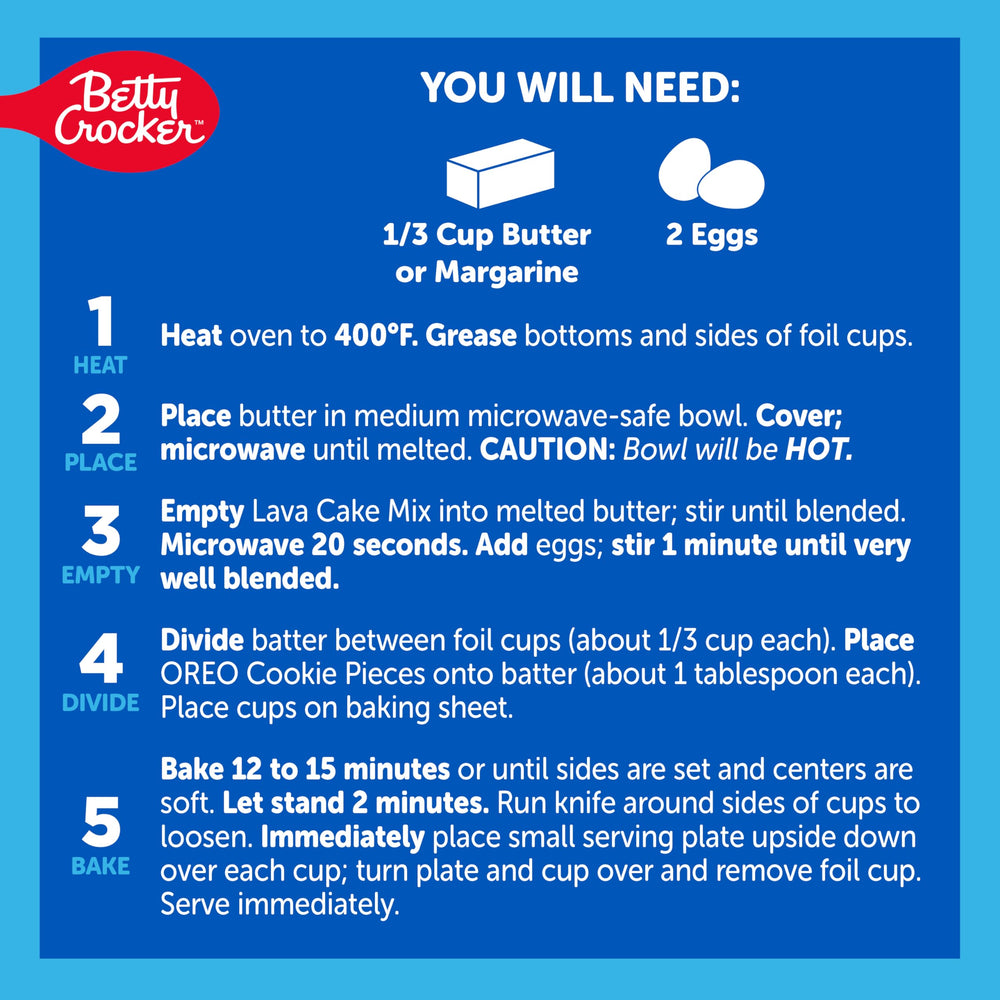 Four individual lava cakes from Betty Crocker OREO mix for sharing