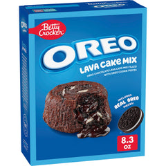 Betty Crocker OREO lava cake mix base with real cookie pieces for easy indulgence