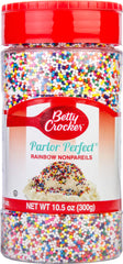 Betty Crocker Parlor Perfect Rainbow Nonpareils on a jar add colorful topping for desserts.