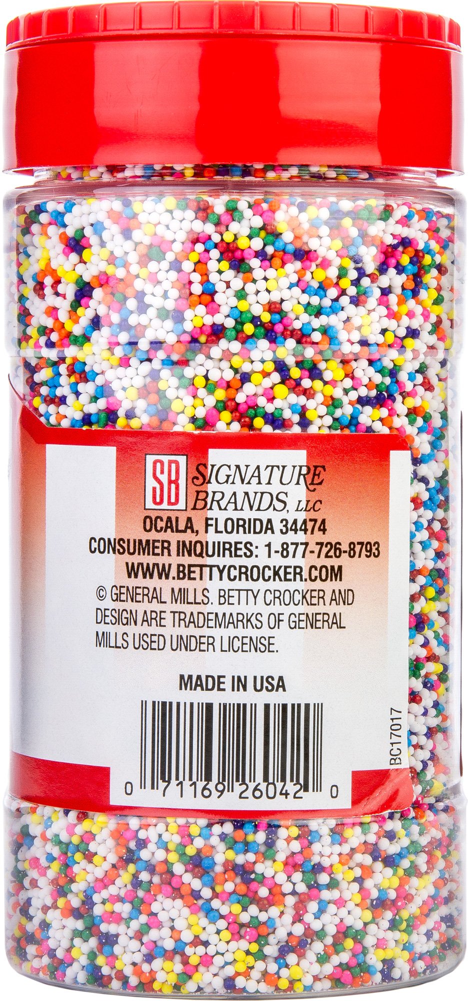 Betty Crocker Parlor Perfect Rainbow Nonpareils close-up on sprinkles for cupcakes.
