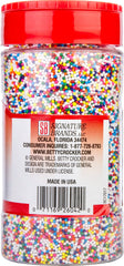 Betty Crocker Parlor Perfect Rainbow Nonpareils close-up on sprinkles for cupcakes.