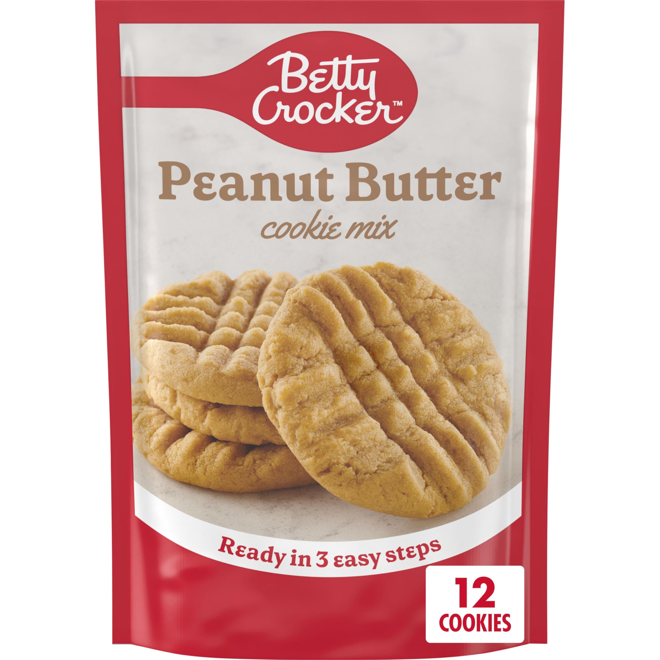 Betty Crocker peanut butter cookie mix bag ready for quick homemade cookies.