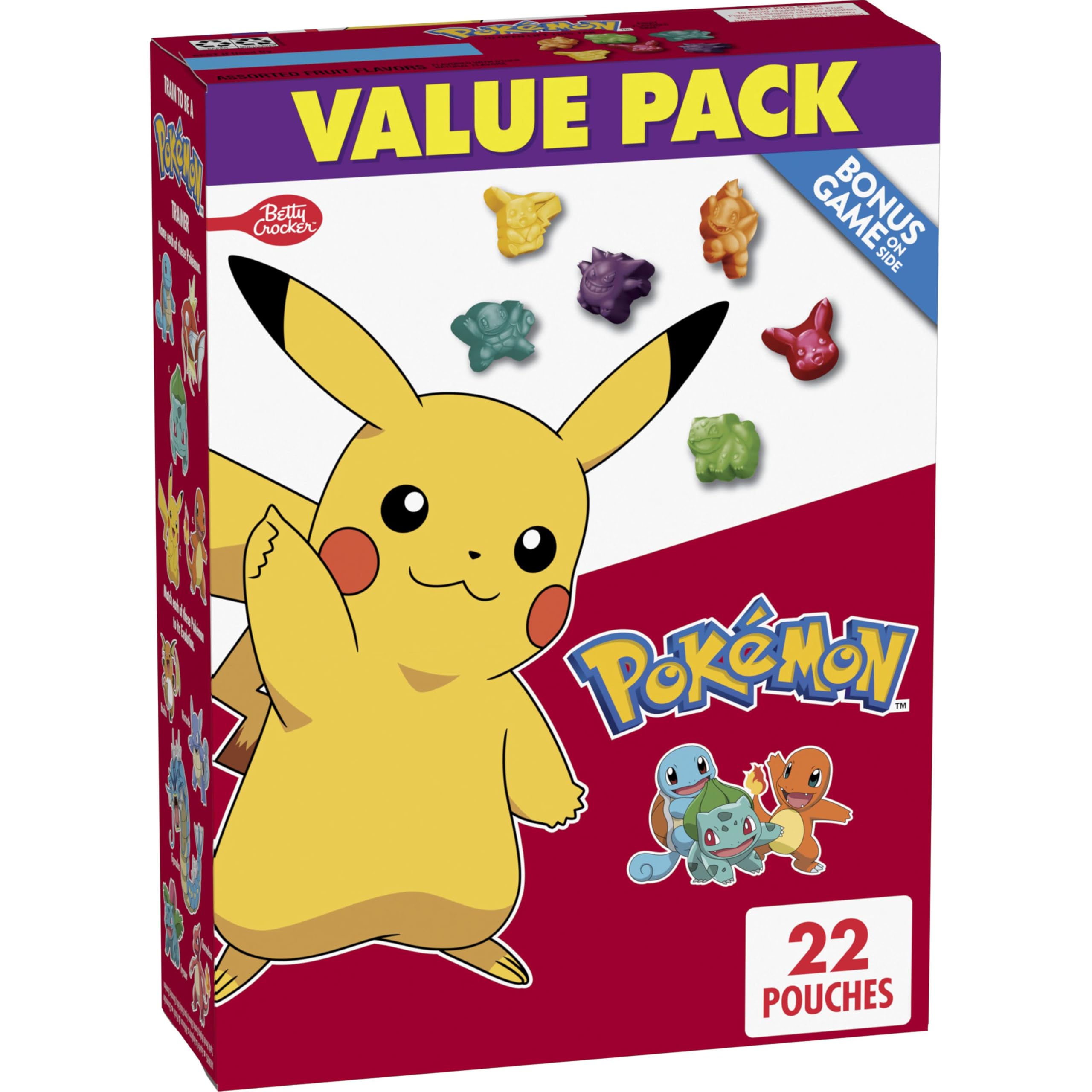 Betty Crocker Pokemon Fruit Snacks box with 22-pouch value pack for on-the-go snacking