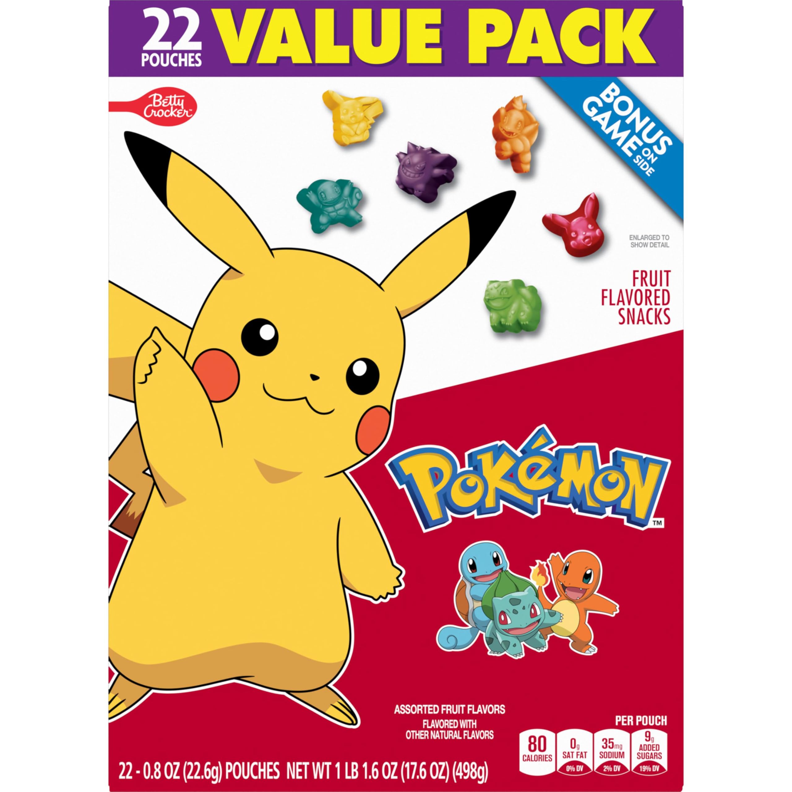 Character-shaped Pokemon Fruit Snacks pieces for playful snacking