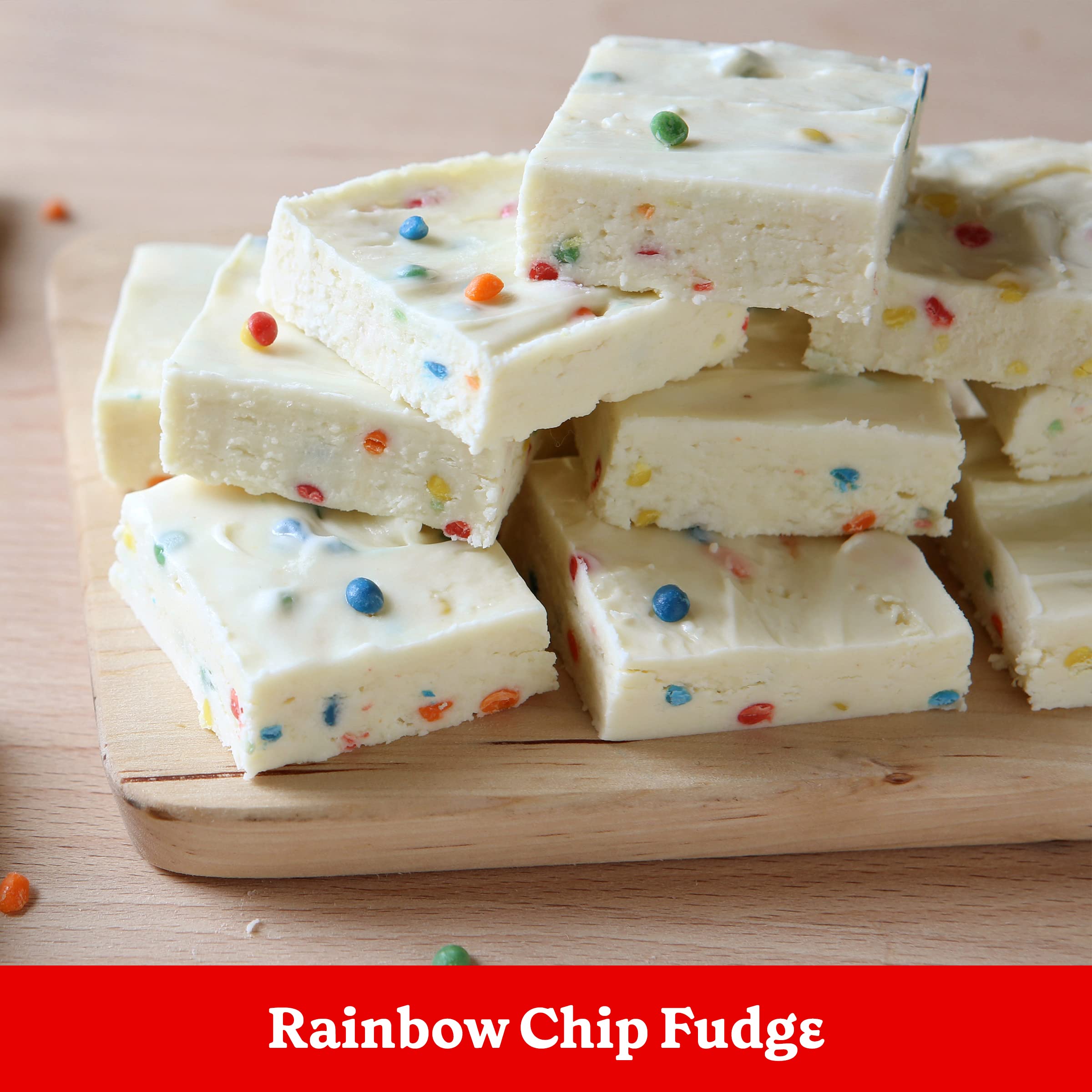 Betty Crocker Rainbow Chip Frosting on cookies for easy, kid-approved treats.
