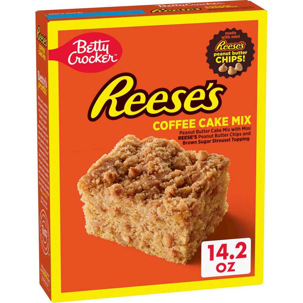 Betty Crocker REESE'S coffee cake chips close-up showing creamy peanut butter chips for delicious bites.