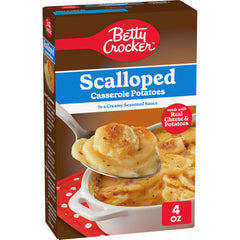 Betty Crocker Scalloped Potatoes box front, a quick side option for weeknight dinners