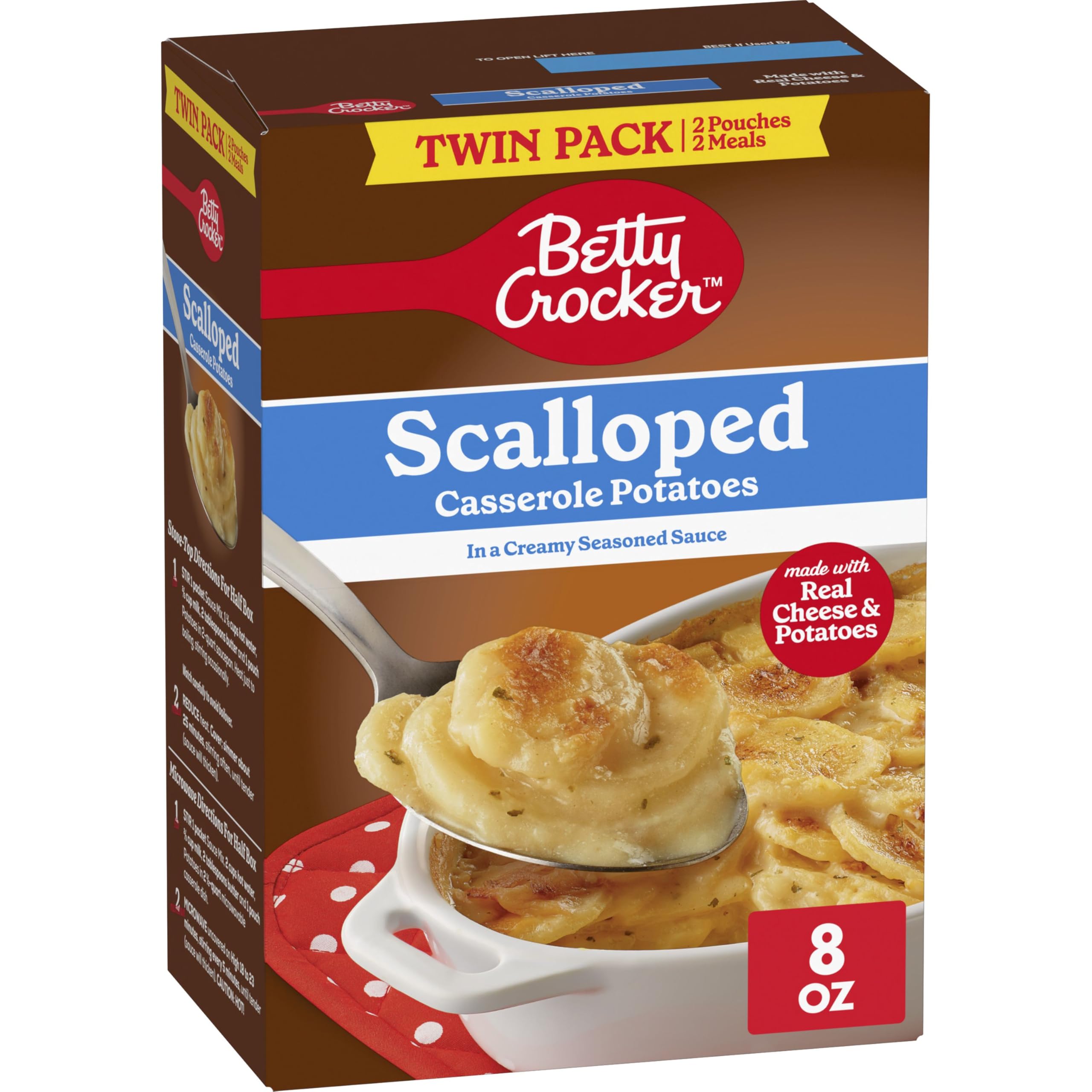 Betty Crocker Scalloped Potatoes prep steps showing quick weeknight side