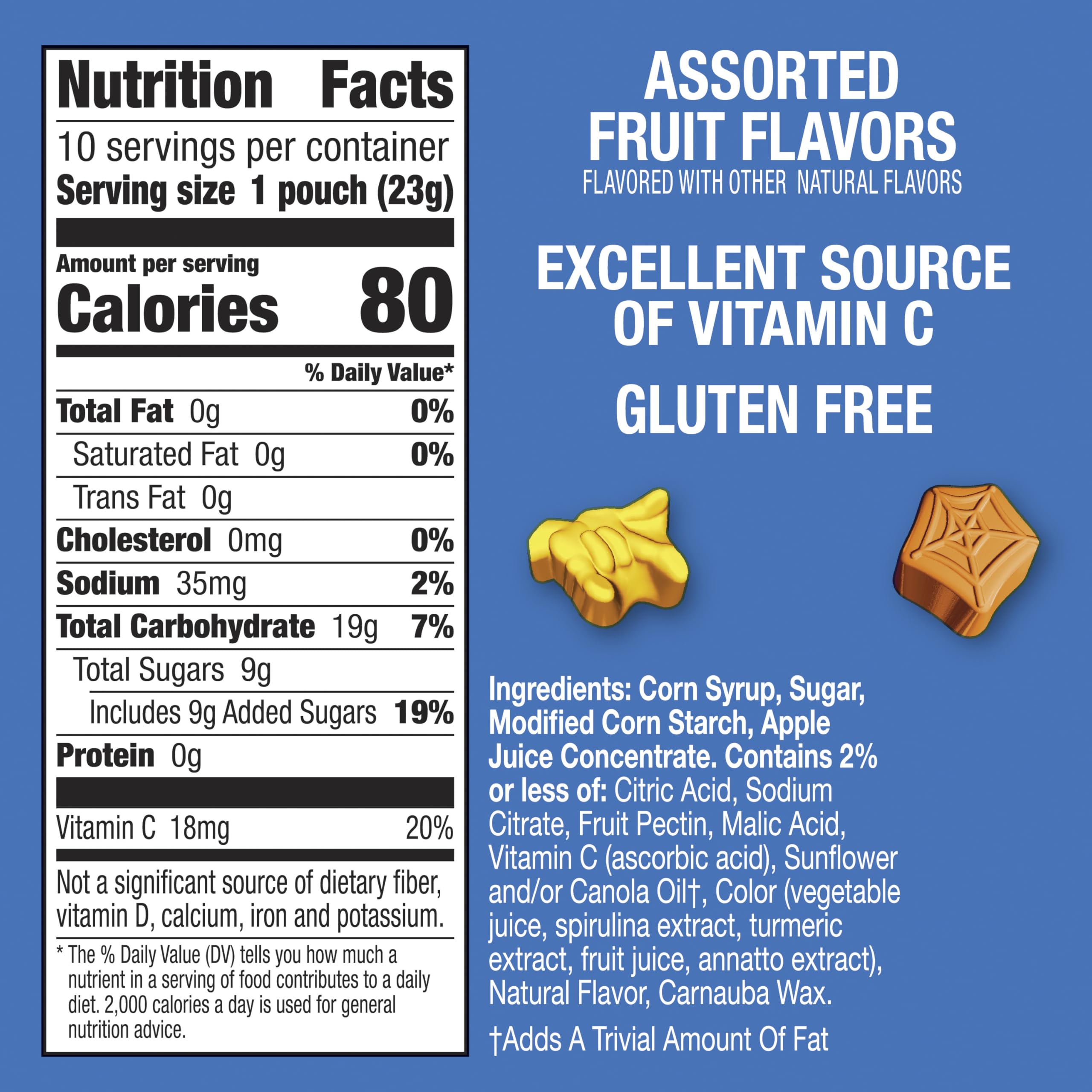 Betty Crocker Spiderman fruit snacks pouch 2 featuring hero shapes, ideal after-school treat