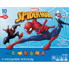 Betty Crocker Spiderman fruit snacks pouch 4 displayed with kids-friendly design, perfect lunchbox addition