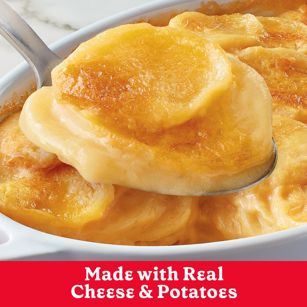 Betty Crocker Three Cheese Potatoes sauce image suggests a creamy finish.