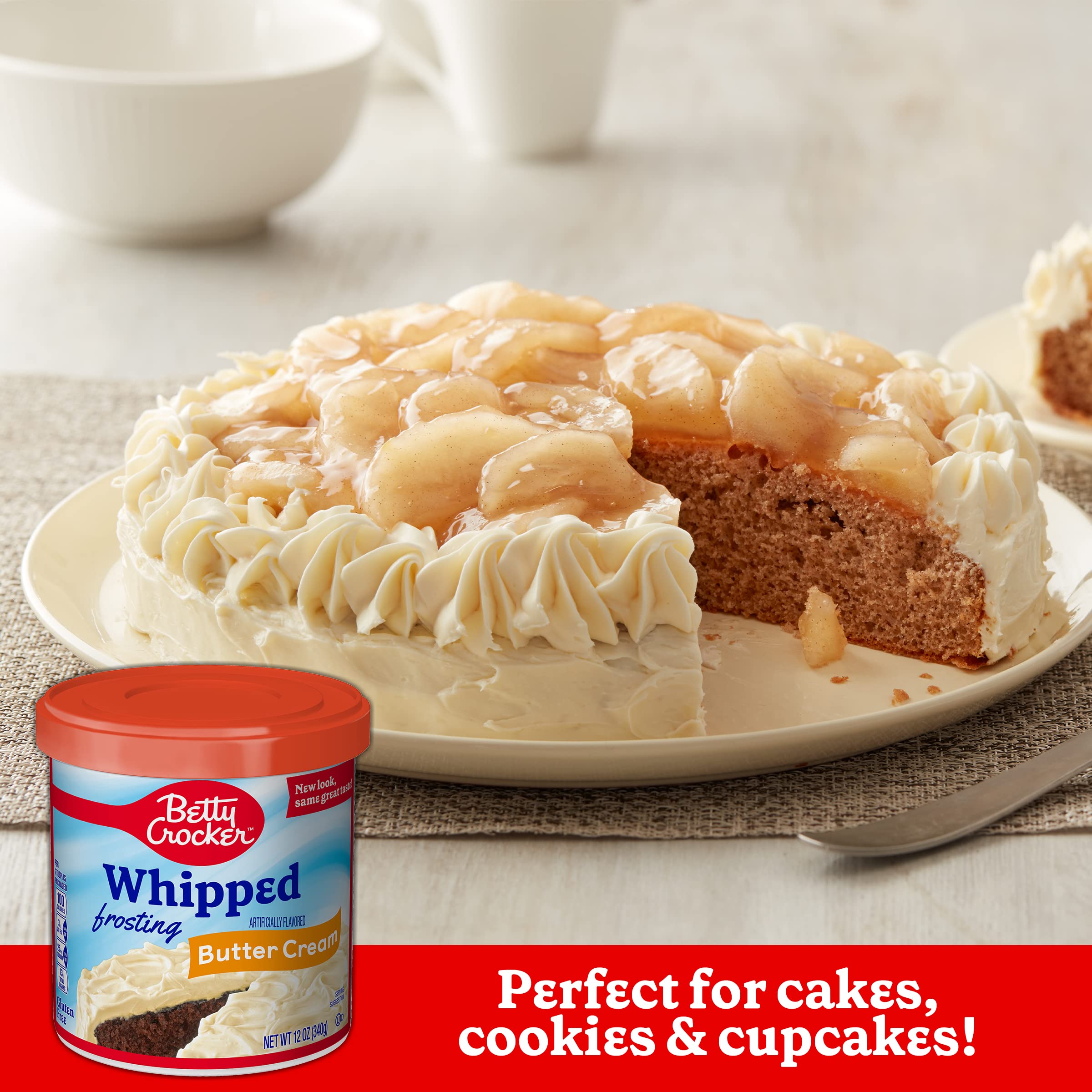 Betty Crocker Whipped Butter Cream Frosting cupcakes; light, indulgent finish.