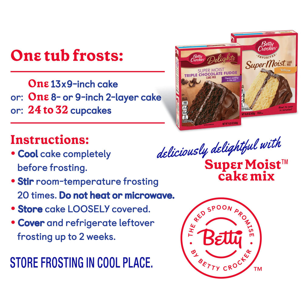 Pack of eight Betty Crocker Whipped Chocolate Frosting tubs for family baking.