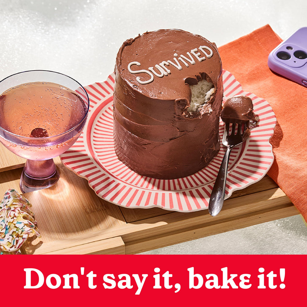 Betty Crocker white cake mix in oven for a quick dessert.