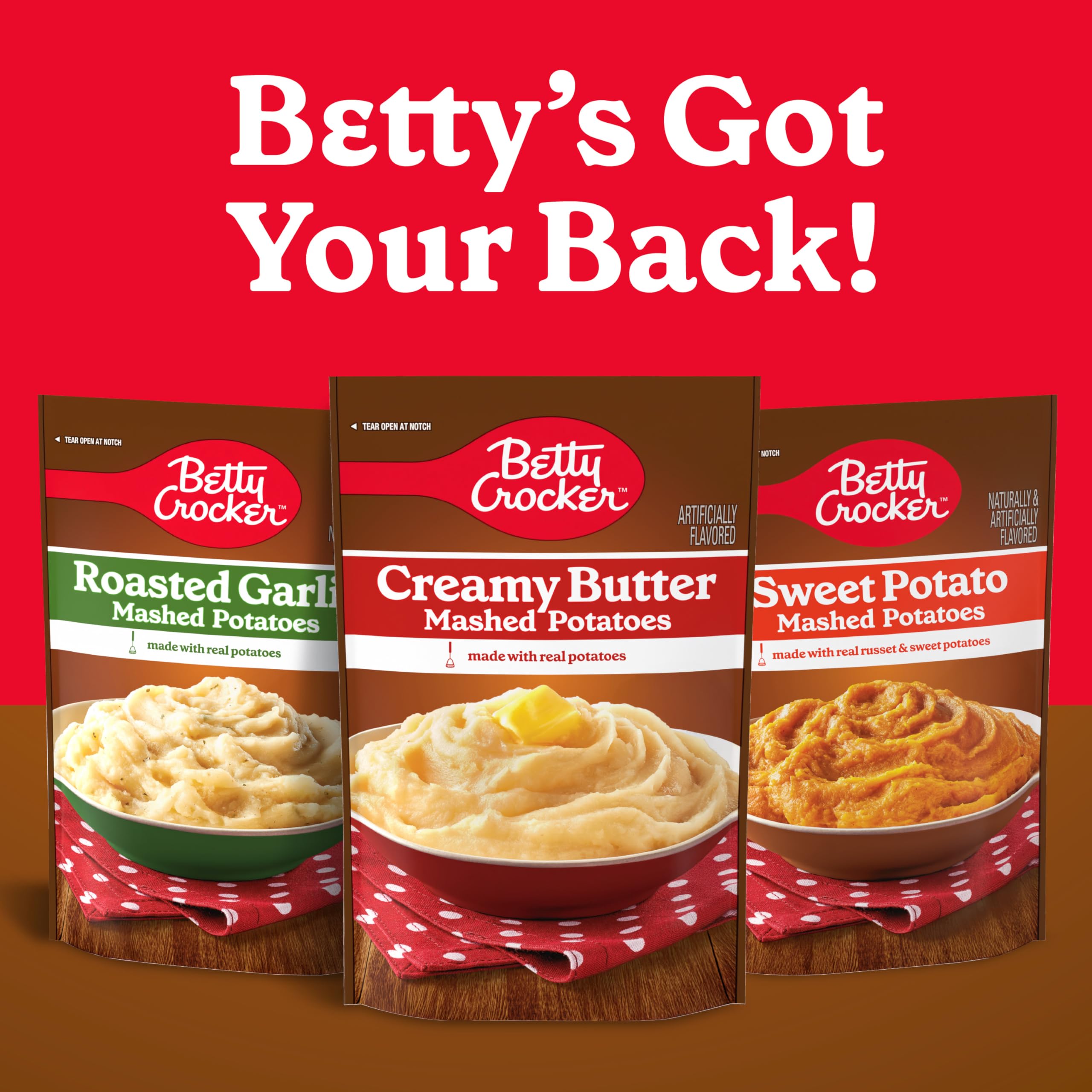 Family dinner table with Betty Crocker Yukon Gold mashed potatoes.