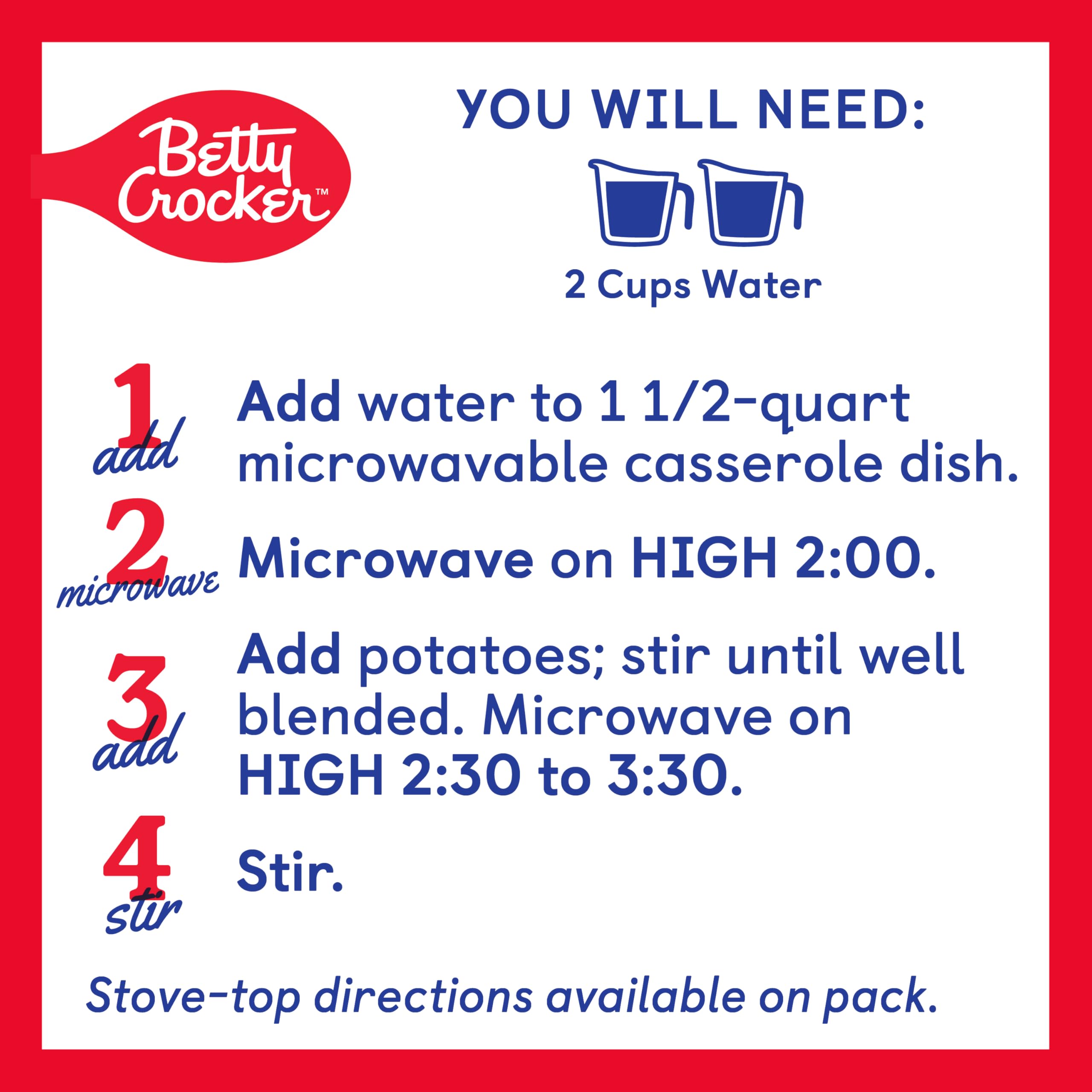 Close-up of Betty Crocker Yukon Gold mashed potatoes mix ingredients.