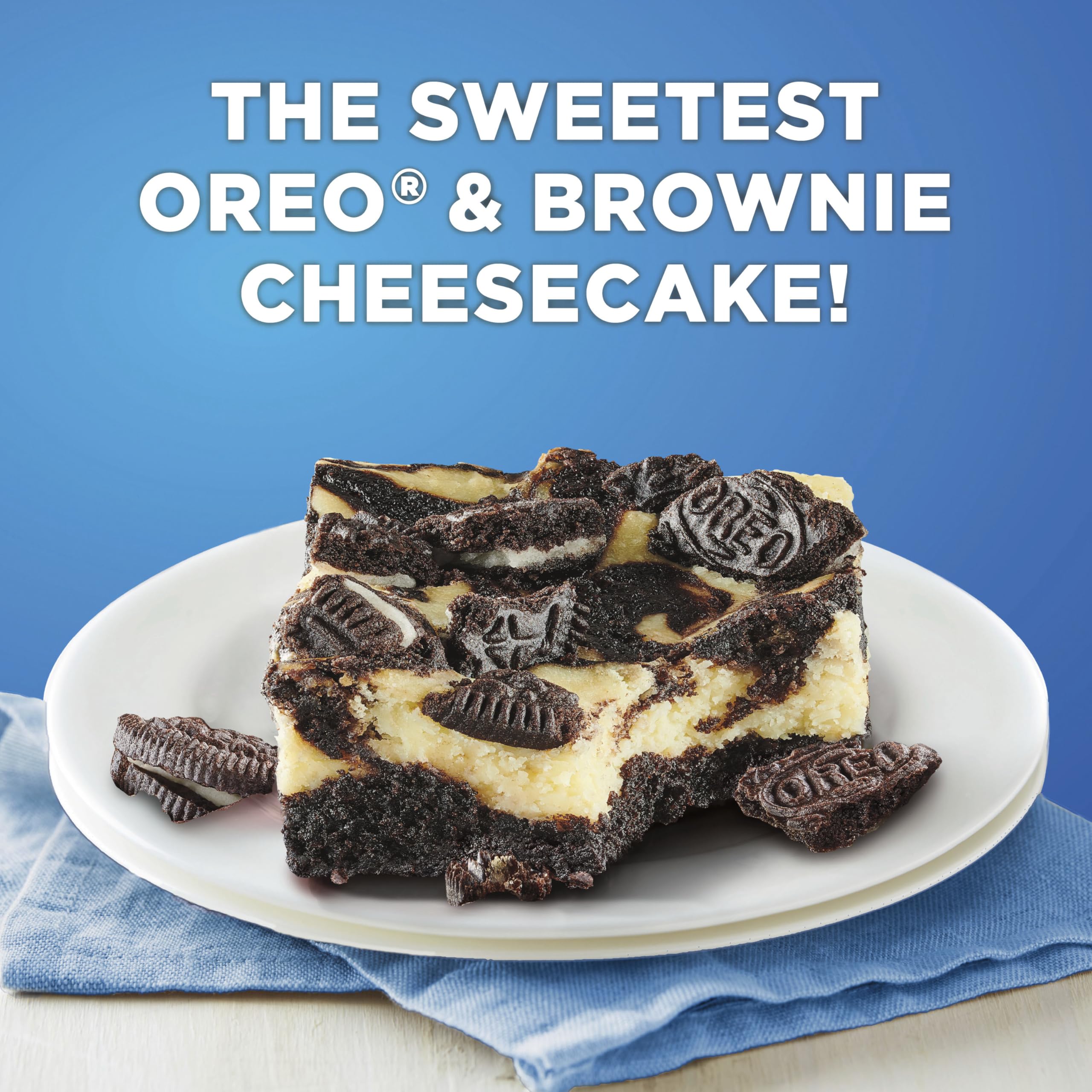 Betty Crocker Oreo dessert slices served with topping options.