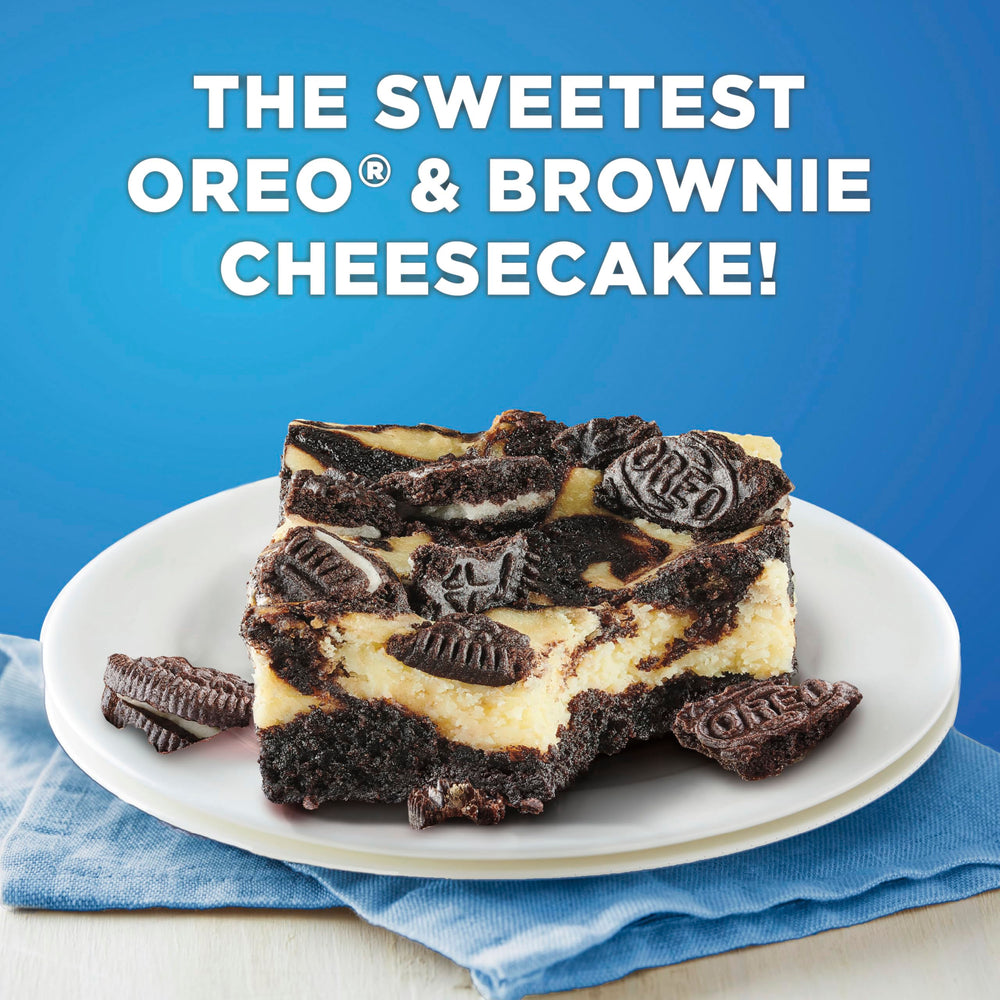 Betty Crocker Oreo dessert slices served with topping options.