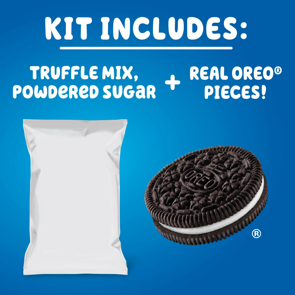 Betty Exclusives OREO Truffles no-bake dessert cooling in fridge.