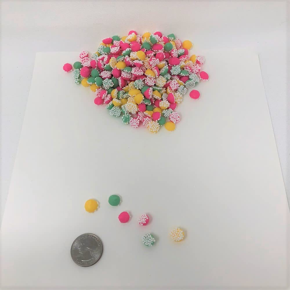 Beulah's Candyland petite Misty Mints closeup, pastel hues with white nonpareil seeds.