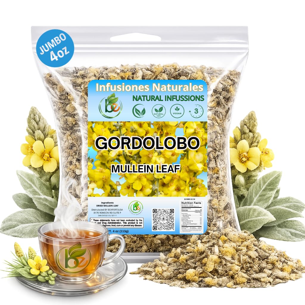 B-Experts Gordolobo tea loose leaf bundle shows natural mullein flowers for a calming cup