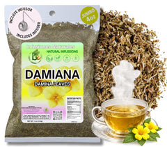 BEXPERTSUSA Damiana leaf tea loose leaves ready for brewing, promoting a calming ritual.