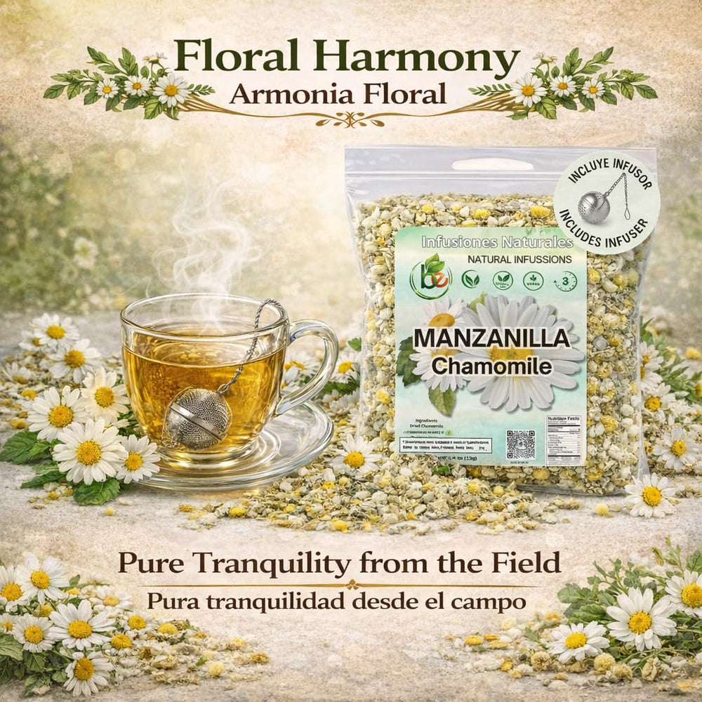 B-Experts whole chamomile flowers for rich aroma and flavor.