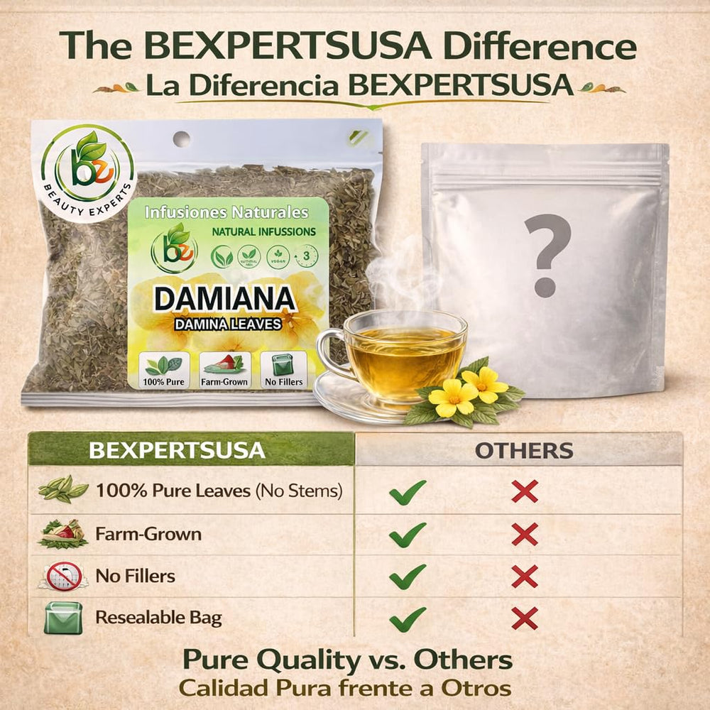BEXPERTSUSA Wildcrafted Damiana, México origin, harvested in natural habitat.
