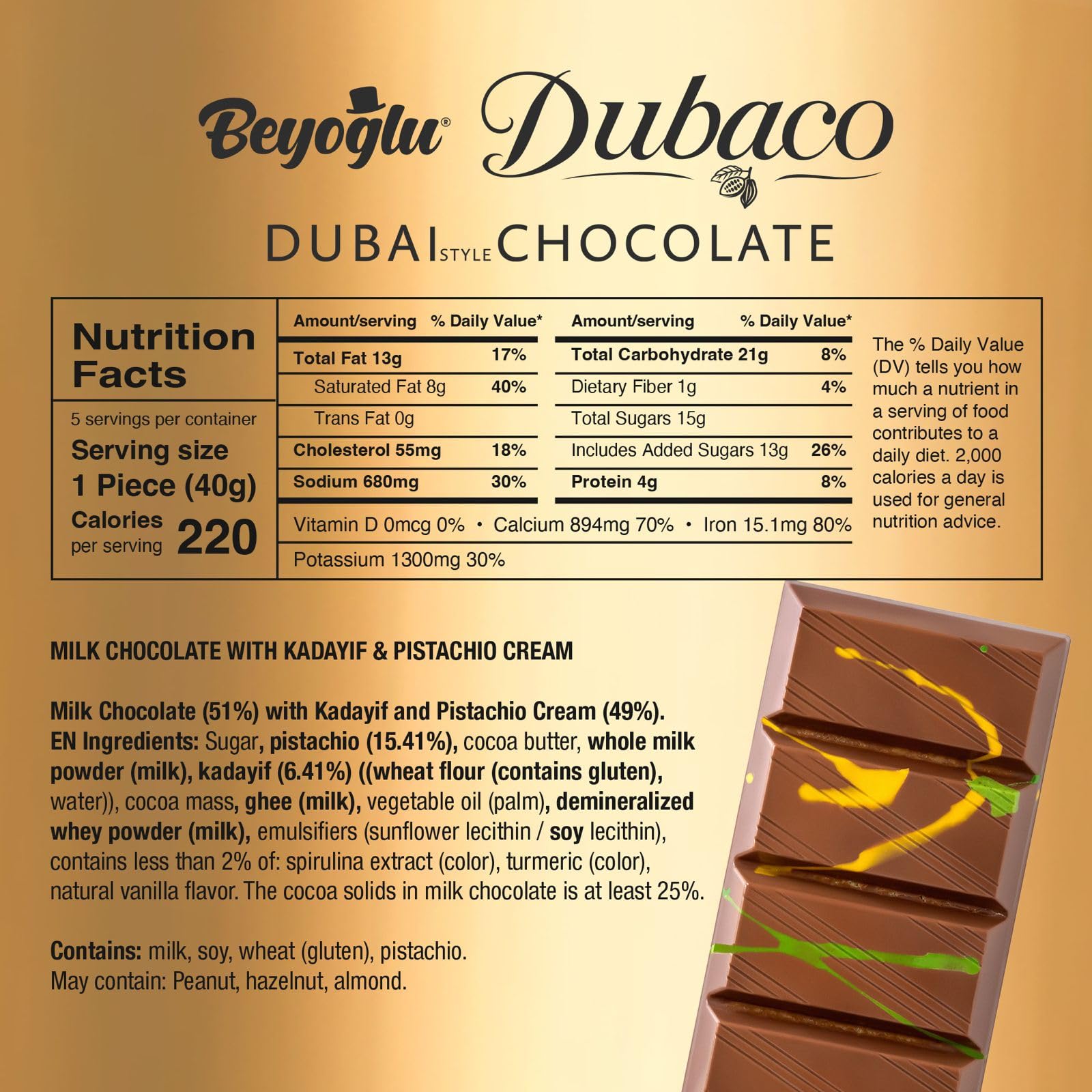 Beyoglu Dubaco bar highlights shredded knafeh kadayif texture in the filling