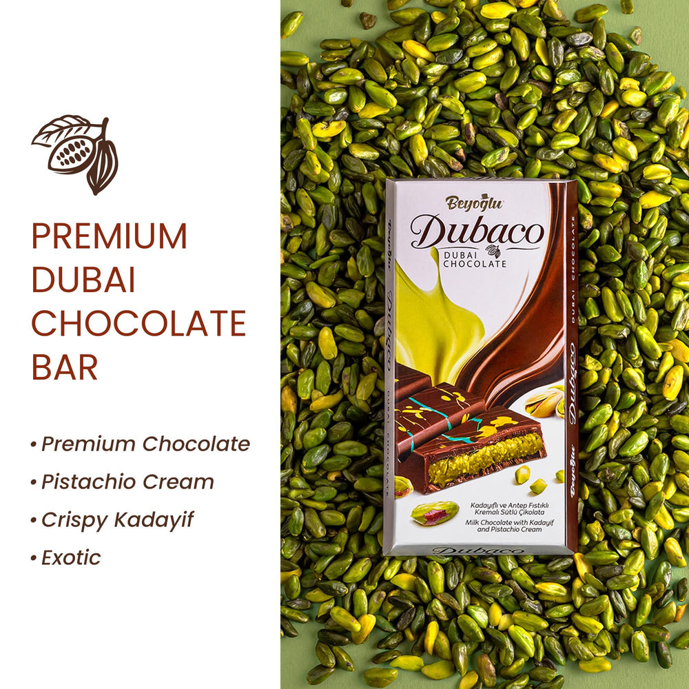 Luxurious wrap of Beyoglu Dubaco Dubai chocolate bar for premium gifting